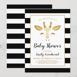 Faire-part de Baby Shower Tête de Girafe en Or Mig