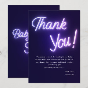Faire-part de baby shower texte néon violet