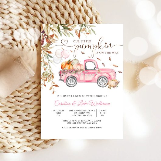 Faire-part de Baby Shower Thème Citrouille d'Autom