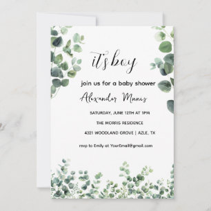 Faire-part de Baby Shower, thème de verdure d'euca