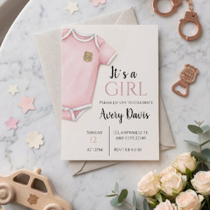 Faire-part de Baby Shower Thin Blue Line Bébé, Ros