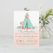 Faire-part de Baby Shower Tipi Fille (Debout devant)