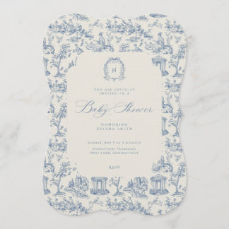 Faire-part de Baby Shower Toile Florale Antique