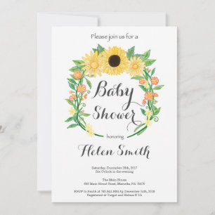Faire-part de Baby Shower Tournesols
