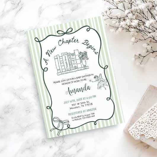 Faire-part de Baby Shower Vert Conte de Fées