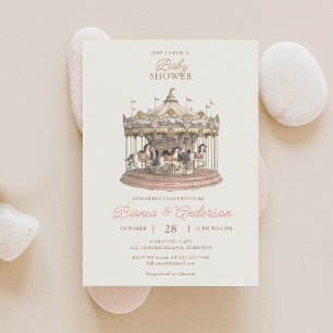 Faire-Part de Baby Shower Vintage Carousel 3