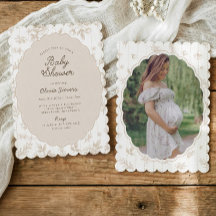 Faire-part de Baby Shower Vintage Floral Neutre Be