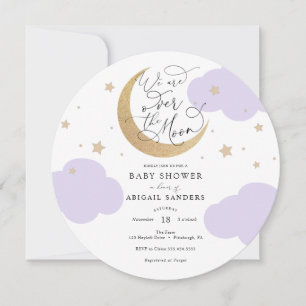 Faire-part de Baby Shower Violet Outre La Lune