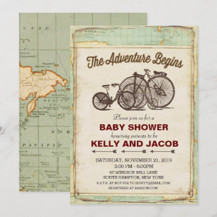 Faire-Part de Baby Shower Voyage à Vélo Vintage
