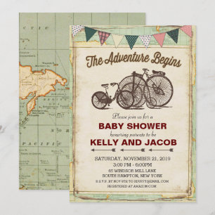 Faire-Part de Baby Shower Voyage à Vélo Vintage