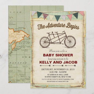 Faire-Part de Baby Shower Voyage à Vélo Vintage