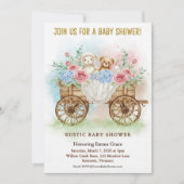 Faire-part de Baby Shower Wagon Floral Rustique (Devant)