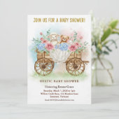 Faire-part de Baby Shower Wagon Floral Rustique (Debout devant)