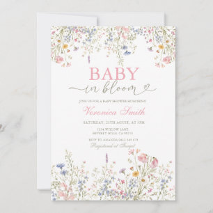 Faire-part de Baby Shower Wildflower Baby in Bloom