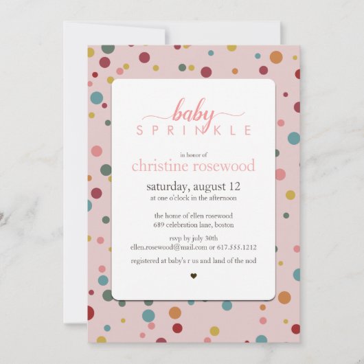 Faire-part de Baby Sprinkle Bébé à pois (Devant)