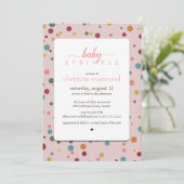 Faire-part de Baby Sprinkle Bébé à pois (Debout devant)