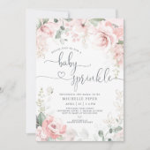Faire-part de Baby Sprinkle Fleurs Roses, Bébé Piv (Devant)