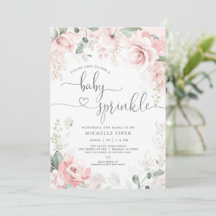 Faire-part de Baby Sprinkle Fleurs Roses, Bébé Piv