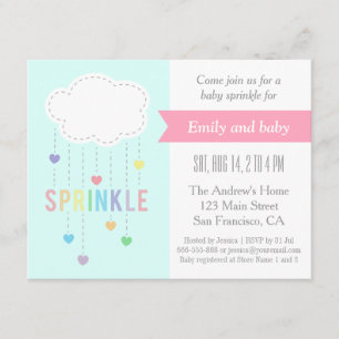 Faire-part de Baby Sprinkle Nuages et coeurs pour