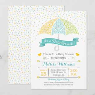 Faire-part de Baby Sprinkle Shower Parasol en Dent