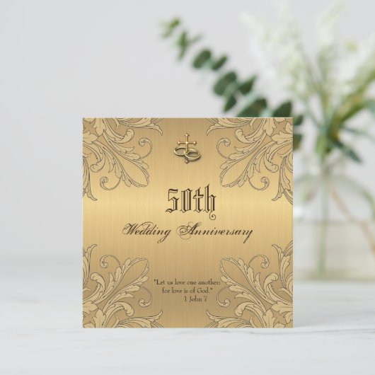 Faire-part de bagues de croix d'anniversaire relig (Debout devant)