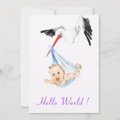 Faire-part de bains de bébé drôle avec une cigogne (Dos)