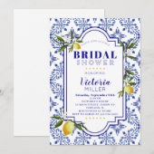 Faire-part de bains de mariée à l'aquarelle Navy e (Devant / Derrière)