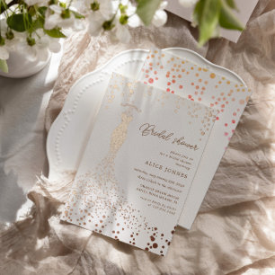 Faire-part de bains de mariée en feuille d'or Robe