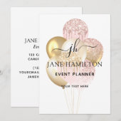 Faire-part de ballons à paillettes et monogramme é (Devant / Derrière)