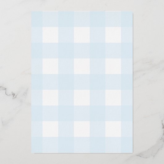 Faire-part de baptême à motif gingham bleu citroui (Verso)