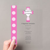 Faire-part de baptême acrylique rose pour filles (In situ (ordinateur de poche))