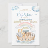 Faire-part de baptême aquarelle de l'Arche de Noé (Devant)