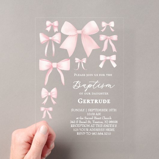 faire-part de baptême avec rubans roses (In situ (ordinateur de poche))