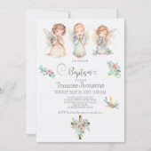 Faire-part de baptême bébé trois anges aquarelle (Devant)