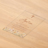 Faire-part de baptême beige neutre écriture Wildfl (Poser)