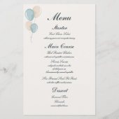 Faire-part de baptême bleu moderne avec menu perso (Dos)