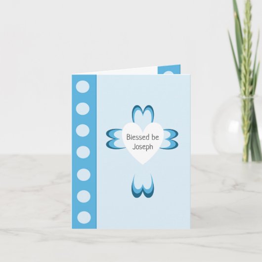 Faire-part de baptême bleu pour garçons (Devant)