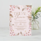 Faire-part de bapteme Bohème Rustique Rose Poussié (Debout devant)