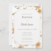 Faire-part de baptême botanique jaune chaud (Devant)