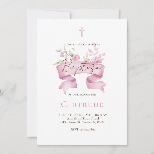faire-part de baptême bouquet délicat (Devant)