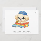 Faire-Part De Baptême Chibi Jouet Caniche Bienvenu (Devant)