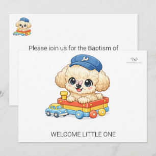 Faire-Part De Baptême Chibi Jouet Caniche Bienvenu