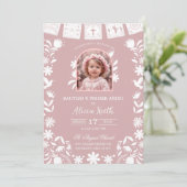 Faire-part de baptême Cielito Lindo rose blush (Debout devant)