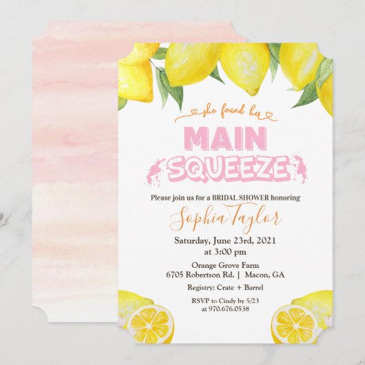 Faire-part de bapteme civil Lemon Main Squeeze (Devant / Derrière)
