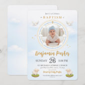 Faire-part de baptême de bébé garçon avec photo (Devant / Derrière)