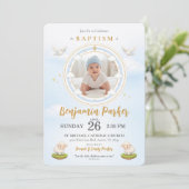 Faire-part de baptême de bébé garçon avec photo (Debout devant)