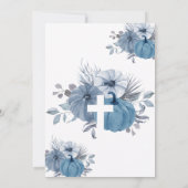 Faire-part de baptême de croix de citrouille bleu (Dos)