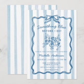 Faire-part de bapteme de mariage à ruban bleu (Devant / Derrière)