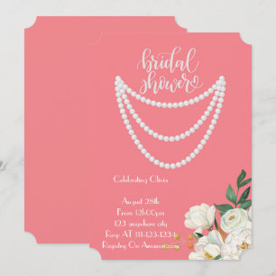 faire-part de bapteme de mariage aux perles en ros