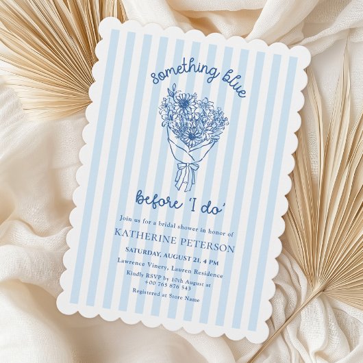 Faire-part de bapteme de mariage avec rayures bleu
